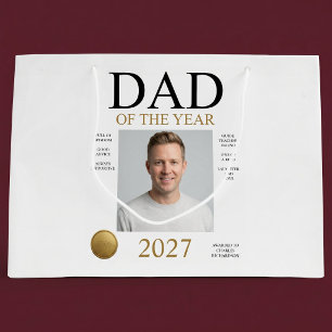 Grand Sac Cadeau Photo du papa de l'année (blanc uniquement)