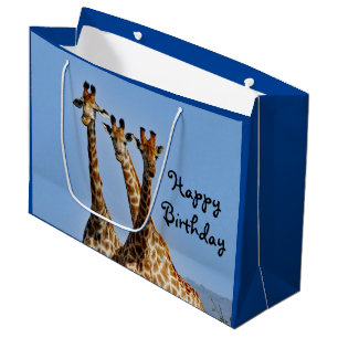 Grand Sac Cadeau Photo du troupeau de girafe Faune Anniversaire