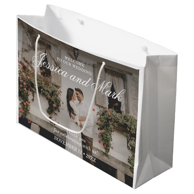 Grand Sac Cadeau Photo Elegant Wedding Welcome (Devant Angle)