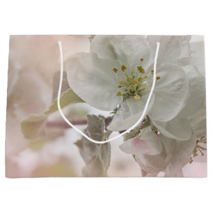 Grand Sac Cadeau Photo en fleurs de pomme blanche