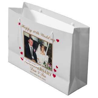 Grand Sac Cadeau Photo personnalisée Nom du 10e anniversaire du Mar