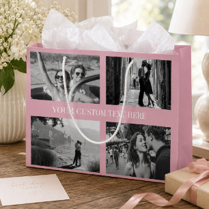 Grand Sac Cadeau Photo personnalisée, Texte, Couleur Mariage Gradua