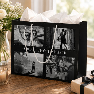 Grand Sac Cadeau Photo personnalisée, texte et couleur Mariage Remi
