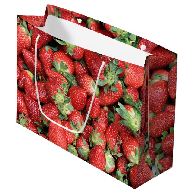 Grand Sac Cadeau Photo Red Juicy Strawberries (Devant Angle)