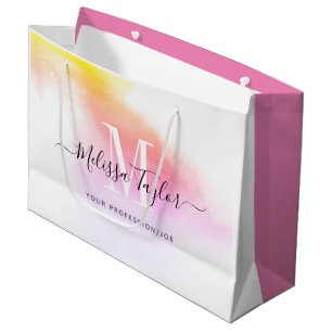 Grand Sac Cadeau Photo rose et or Holographie monogrammée