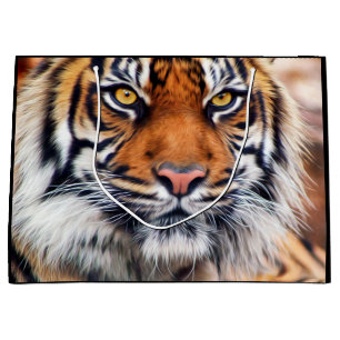 Grand Sac Cadeau Photographie masculine de peinture de tigre