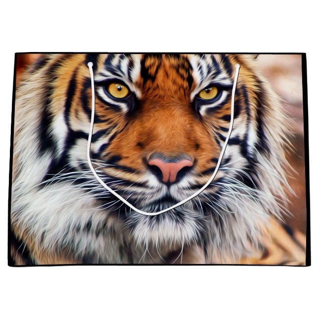 Grand Sac Cadeau Photographie masculine de peinture de tigre (Devant)