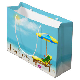 Grand Sac Cadeau Picker D'Anniversaire Dans Une Chaise Avec Cocktai