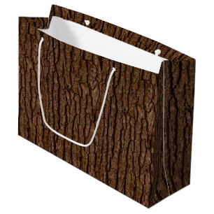 Grand Sac Cadeau Pièce de Faux rustique de l'écorce d'arbre à grain