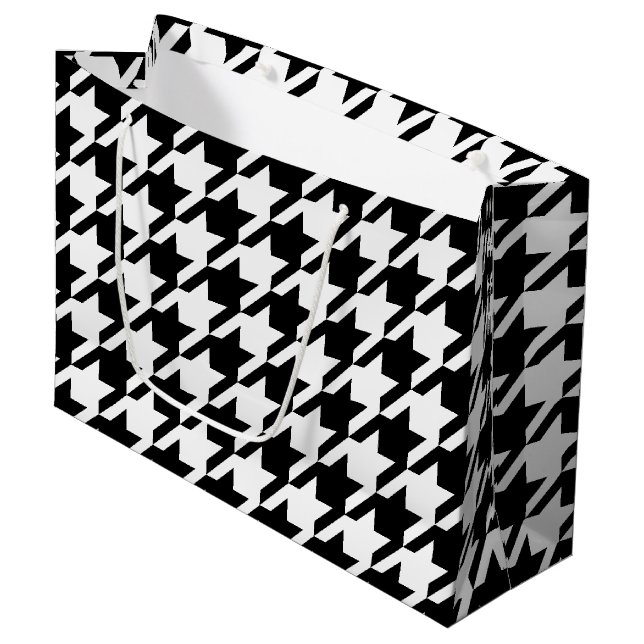Grand Sac Cadeau Pied-de-poule (Devant Angle)