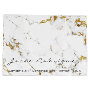 Grand Sac Cadeau Pierre nommée abstraite de marbre d'or blanc lux