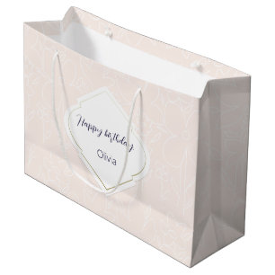 Grand Sac Cadeau Pimk White Motif Fleur sauvage Monogramme