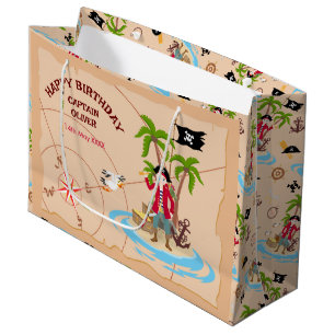 Grand Sac Cadeau Pirate Boy Treasure Map Amusants Anniversaire Fête