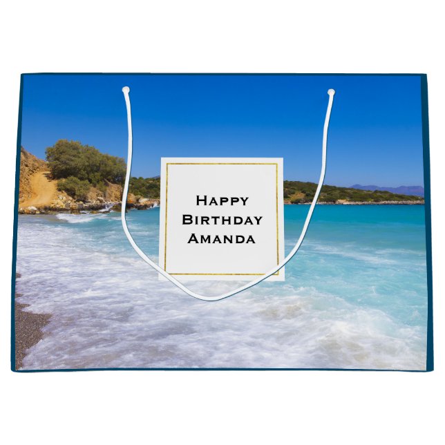 Grand Sac Cadeau Plage exotique Île tropicale Paradis Anniversaire (Devant)