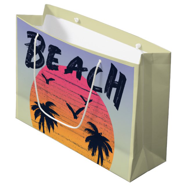 Grand Sac Cadeau Plage/littoral/tropical/hawaïen (Devant Angle)
