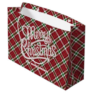 Grand Sac Cadeau Plaid de Noël scintillant 