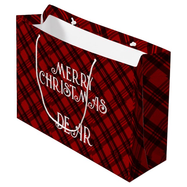 Grand Sac Cadeau Plaid moderne et élégant (Devant Angle)