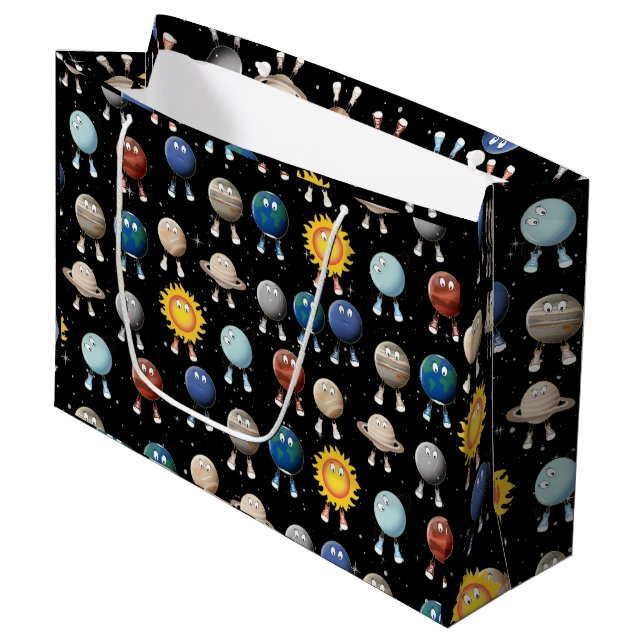 Grand Sac Cadeau Planètes et système solaire (Devant Angle)