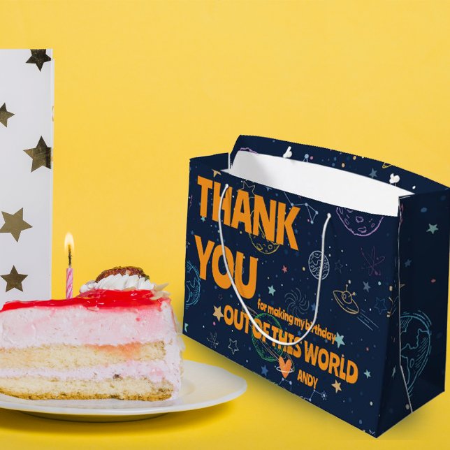 Grand Sac Cadeau Planètes & Etoiles Anniversaire Fête Favoriser le  (Planets & Stars Birthday Party Favor Thank You Large Gift Bag)