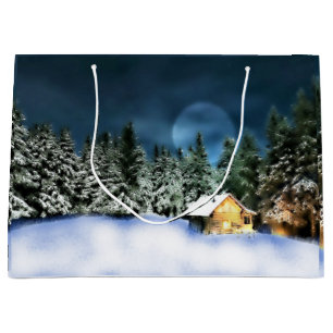 Grand Sac Cadeau Pleine lune de Cabine de journal rustique