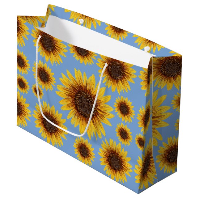 Grand Sac Cadeau Pluie de tournesol (Devant Angle)