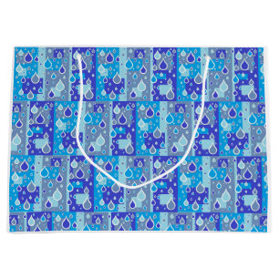 Grand Sac Cadeau Pluie gouttes Avril Douches Multi Blue Design