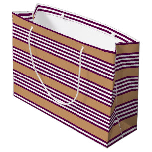Grand Sac Cadeau Plum et blanc cinq bandes motif avec bronzage