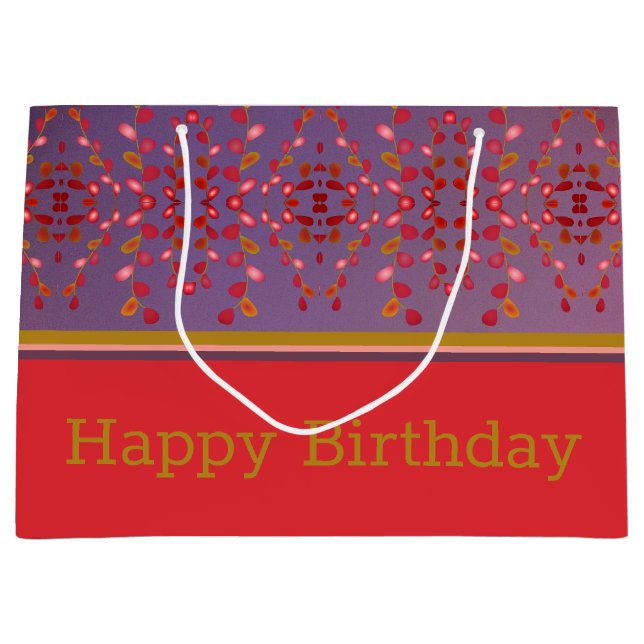 Grand Sac Cadeau Plum rose Avec Or De Moutarde (Devant)