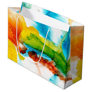 Grand Sac Cadeau Plume primaire - Aquarelles