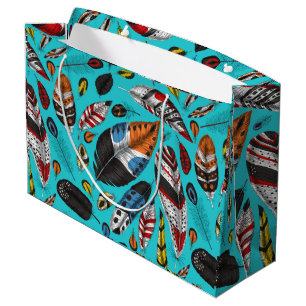 Grand Sac Cadeau Plumes colorées