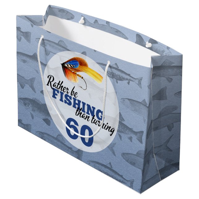 Grand Sac Cadeau Plutôt Pêcher Fête d'anniversaire personnalisée (Dos Angle)