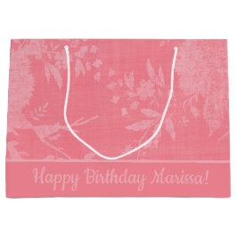 Grand Sac Cadeau Plutôt rose sur motif rose floral