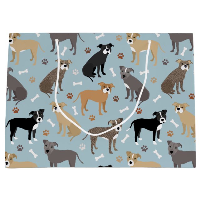 Grand Sac Cadeau Poches et os Pitbulles (Devant)