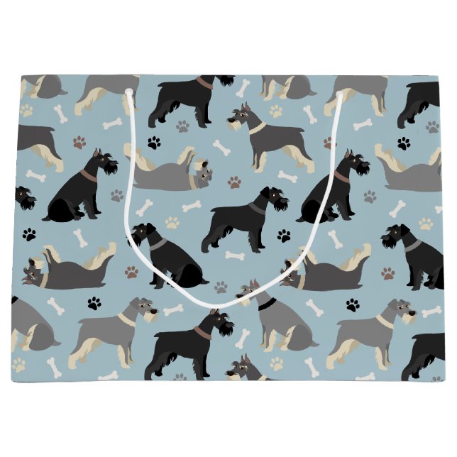 Grand Sac Cadeau Poches et os Schnauzer (Devant)
