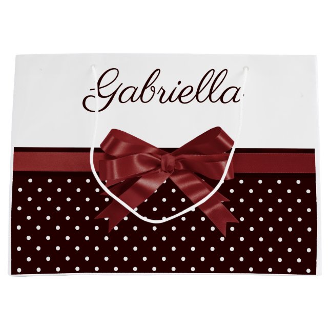 Grand Sac Cadeau Pois et Bow (Devant)