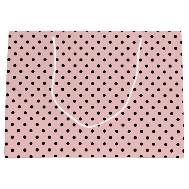 Grand Sac Cadeau Pois rose noir (Devant)