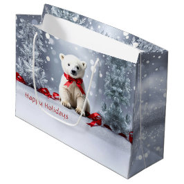 Grand Sac Cadeau Polar Bear Christmas Holiday Gift Bag