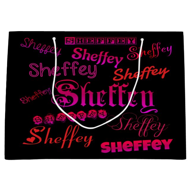 Grand Sac Cadeau Polices Sheffey - rose et rouge (Devant)