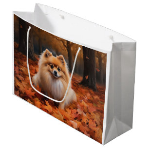 Grand Sac Cadeau Poméranie en automne Feuilles Automne Inspire