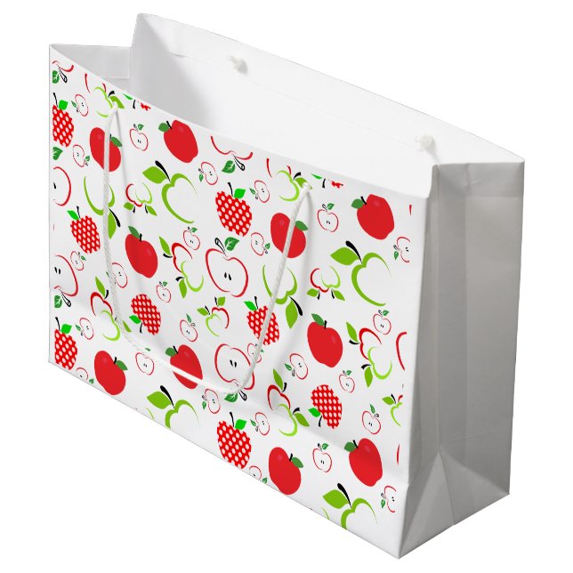 Grand Sac Cadeau Pommes rouges et vertes (Devant Angle)