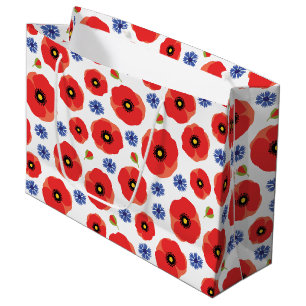 Grand Sac Cadeau Poppys Et Cornflowers Motif
