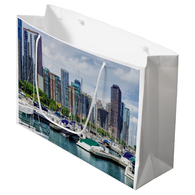 Grand Sac Cadeau Port de Chicago (Devant Angle)