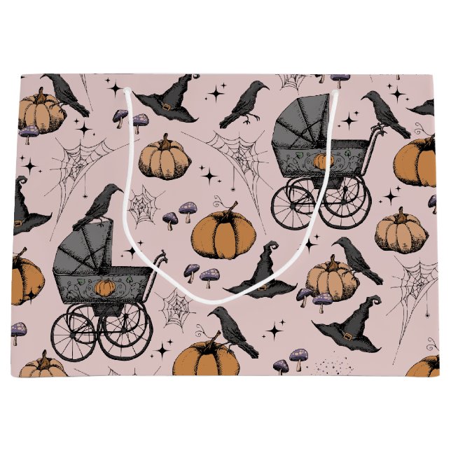 Grand Sac Cadeau Porte-bébé gothique Halloween rose (Devant)