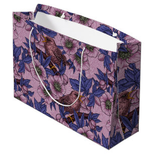 Grand Sac Cadeau Porté et hélico, rose et violet