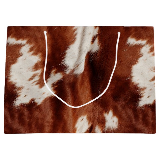 Grand Sac Cadeau Poster de animal blanc Brown occidental (Devant)