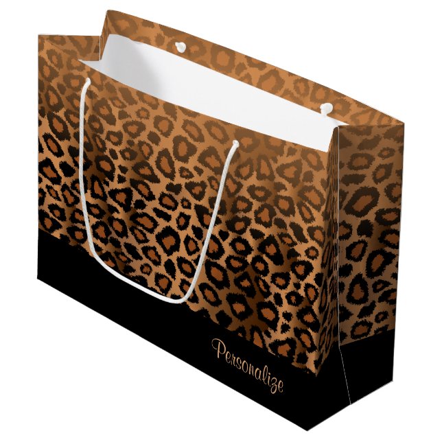 Grand Sac Cadeau Poster de animal Brown de léopard (Devant Angle)