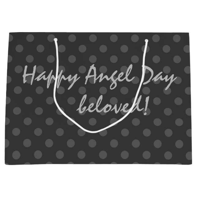 Grand Sac Cadeau Pot Polka gris, Pot Polka, Noir et blanc (Devant)