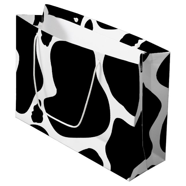 Grand Sac Cadeau Pots de vache noir simple Animal (Devant Angle)