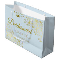 Poudre Dentelle Bleue & Or Élégante Bridesmaid