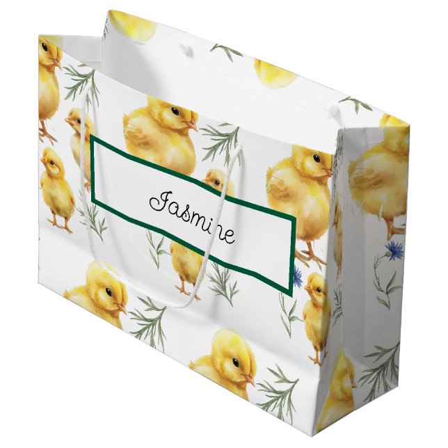 Grand Sac Cadeau Poulet 1er anniversaire Animal de ferme Anniversai (Devant Angle)
